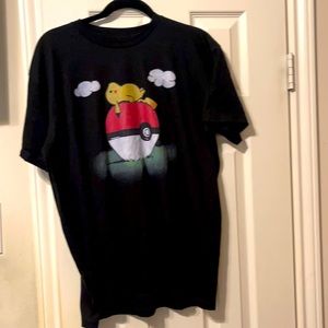 TEEPUBLIC POKÉMON PIKACHU ON POKEBALL LARGE BLACK MEN’S T-SHIRT